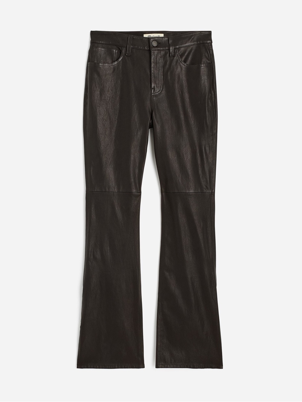 NWT! MADEWELL Kick Out Full Length Black Leather Pants Sz 27
